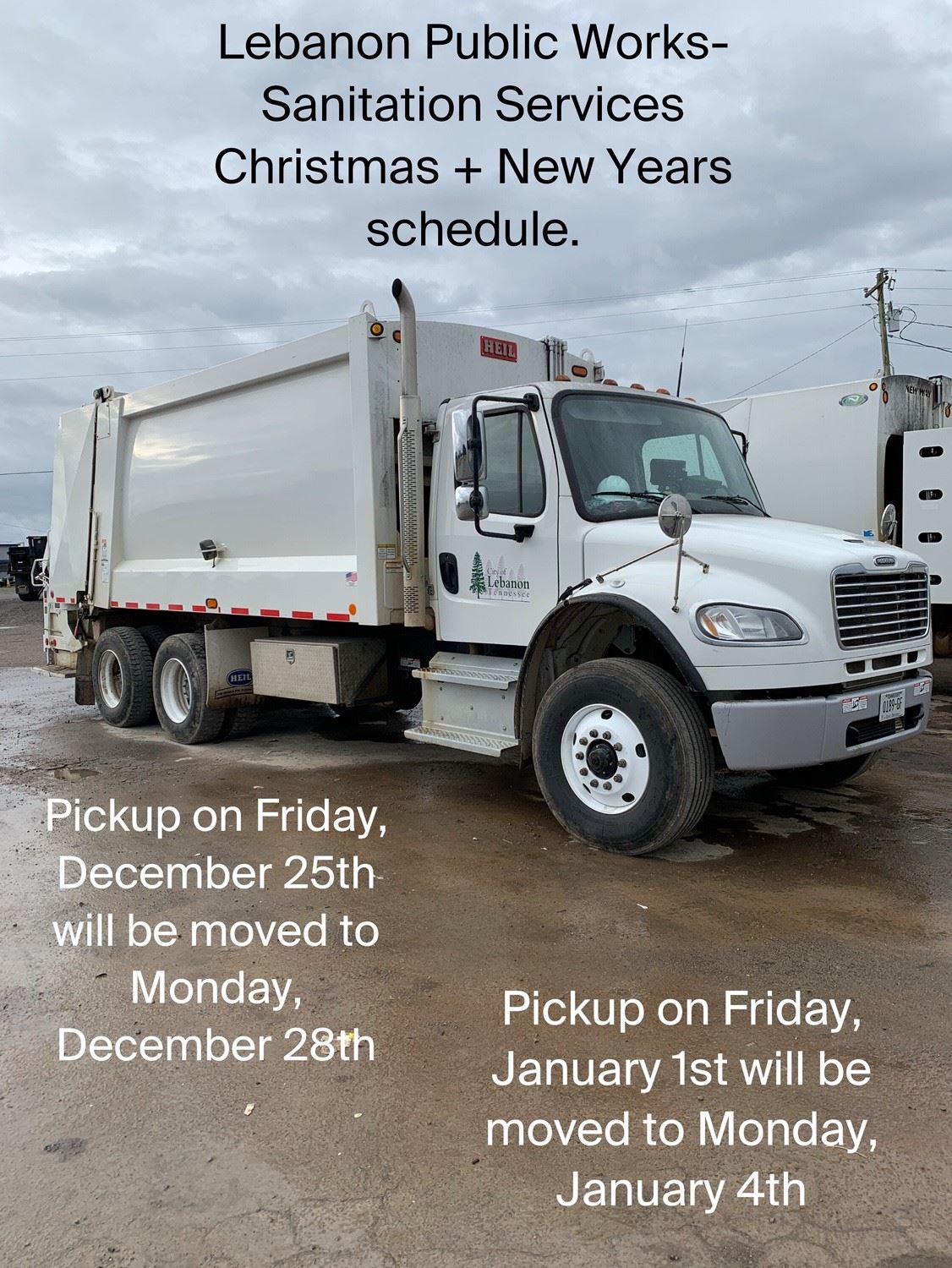 Sanitation Schedule Christmas 2020