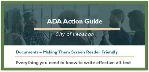 ADA Action Guide - Making Documents Screen Reader Friendly Document Opens in new window